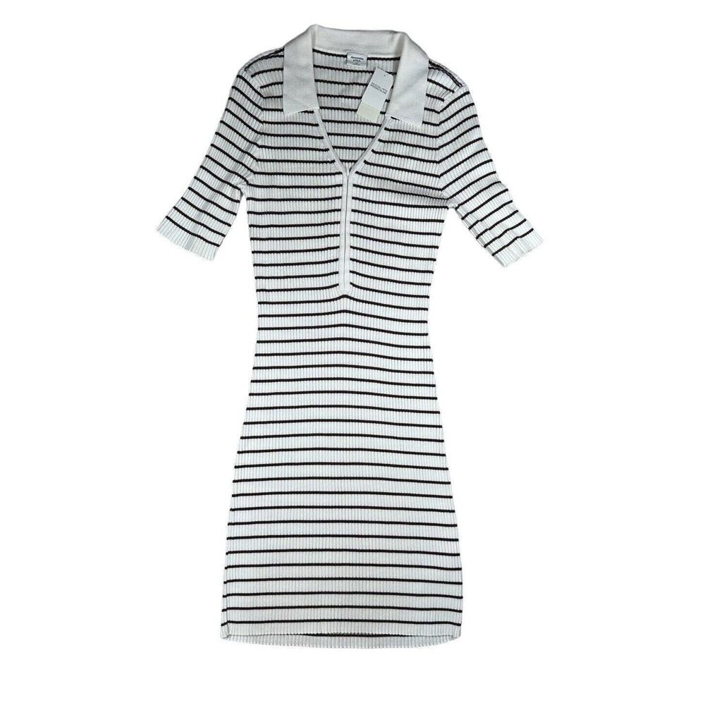 Abercrombie & Fitch Polo Sweater Dress Womens XL Tall Half Zip Striped NWT